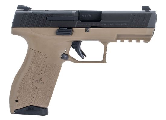 Picture of Iwi Us M9orp10fd Masada 9Mm Luger 10+1 4.10" Black Button Rifled Steel Barrel/Black Optic Ready/Serrated Slide/Flat Dark Earth Polymer Frame W/Picatinny Rail/Fde Polymer Grips Ambidextrous 