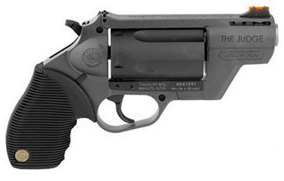 Picture of Taurus 2441021Gry Judge Public Defender 45 Colt (Lc) Caliber Or 2.50" 410 Gauge 5 Shot 2.50" Gray Finish Barrel, Matte Black Oxide Finish Cylinder, Gray Finish Polymer Frame & Black Ribber Grip 