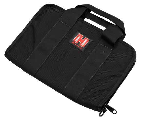 Picture of Hornady 99117 Pistol Case Soft Black/Red Holds 1 Handgun Cordura 