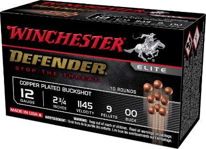 Picture of Winchester Ammo Sb1200pd Defender 12 Gauge 2.75" 9 Pellets Copper Plated 00 Buck Shot 10 Per Bx/ 10 Case 