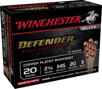 Picture of Winchester Ammo Sb203pd Defender 20 Gauge 2.75" 20 Pellets Copper Plated 3 Buck Shot 10 Per Bx/ 10 Case 