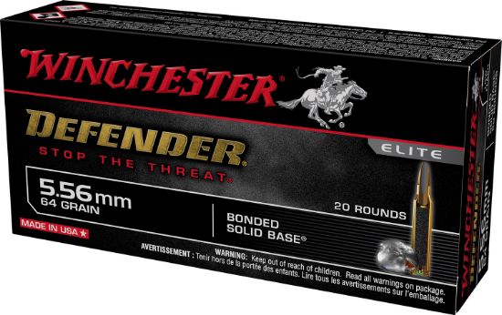 Picture of Winchester Ammo S556pdb Defender 5.56X45mm Nato 64 Gr Bonded Solid Base 20 Per Box/ 10 Case 