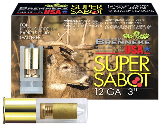 Picture of Brenneke Sl123sus Supersabot 12 Gauge 3" 1 1/8 Oz Sabot Slug Shot 5 Per Box/ 50 Case 