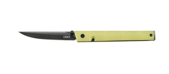 Picture of Crkt 7096Ygk Ceo 3.11" Flipper Plain Black Stonewashed 8Cr13mov Ss Blade, Green Bamboo Grn Handle, Includes Pocket Clip 