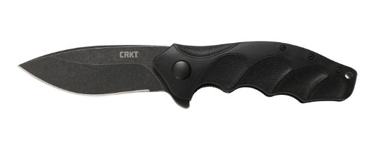 Picture of Crkt K221kkp Foresight Assisted 3.53" Folding Modified Drop Point Plain Black Stonewashed 4116 Stainless Steel Blade/ Black Contoured Grn Handle Includes Pocket Clip 