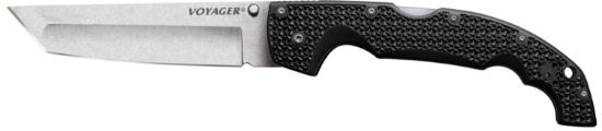 Picture of Cold Steel Cs29axt Voyager Xl 5.50" Folding Tanto Plain Aus-10A Ss Blade Black Griv-Ex W/Aluminum Liners Handle Includes Pocket Clip 