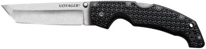 Picture of Cold Steel Cs29at Voyager Large 4" Folding Tanto Plain Aus-10A Ss Blade Black Griv-Ex W/Aluminum Liners Handle Includes Pocket Clip 