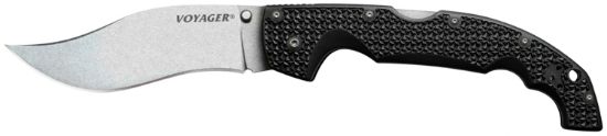 Picture of Cold Steel Cs29axv Voyager Xl Vaquero 5.50" Folding Plain Japanese Aus-10A Ss Blade/Black Griv-Ex W/Aluminum Liners Handle Includes Pocket Clip 