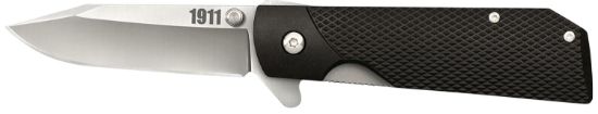 Picture of Cold Steel Cs20npjaa 1911 3" Folding Clip Point Plain 4034 Ss Blade/Black Checkered Griv-Ex Handle Includes Pocket Clip 