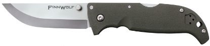 Picture of Cold Steel Cs20npf Finn Wolf 3.50" Folding Clip Point Plain Satin Polished Aus-8A Ss Blade/Od Green Griv-Ex Handle Includes Pocket Clip 