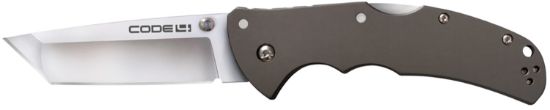 Picture of Cold Steel Cs58pt Code 4 3.50" Folding Tanto Plain Satin Polished S35vn Ss Blade/Anodized Gun Metal Gray Aluminum Handle Includes Pocket Clip 