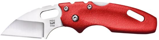 Picture of Cold Steel Cs20mtr Tuff Lite Mini 2" Folding Sheepsfoot Plain 4034 Stainless Steel Blade/ Red Griv-Ex Handle Includes Pocket Clip 