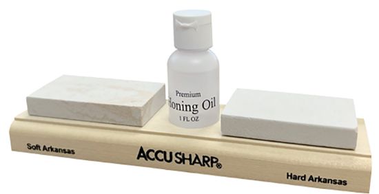 Picture of Accusharp 023C Whetstone Combo Kit Fine, Coarse Natural Arkansas Stone Sharpener Includes Honing Oil 