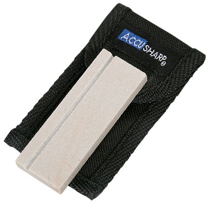 Picture of Accusharp 024C Pocket Stone Natural Arkansas Stone Sharpener White Includes Belt Carry Pouch 
