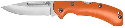 Picture of Accusharp 712C Lockback 3" Folding Clip Point Plain Stainless Steel Blade/Blaze Orange G10 Handle Includes Allen Wrench 