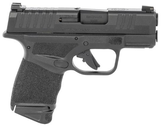 Picture of Springfield Armory Hc9319blc Hellcat Micro-Compact 9Mm Luger 10+1 3" Melonite Barrel, Black Polymer Frame W/Picatinny Acc. Rail & Adaptive Grip Texture, Top Serrated Black Melonite Steel Slide 