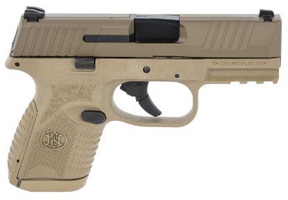 Picture of Fn 66100819 509 Compact 9Mm Luger 3.70" Barrel 10+1, Flat Dark Earth Polymer Frame With Mounting Rail, Flat Dark Earth Stainless Steel Slide, No Manual Safety 