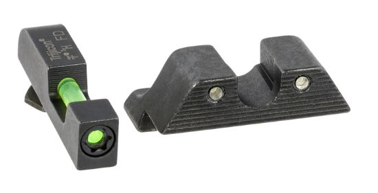 Picture of Trijicon 601102 Di Night Sight Set- Glock Standard Frame Black | Green Tritium/Fiber Optic Front Sight Black Outline Front Sight Green Tritium Black Outline Rear Sight 