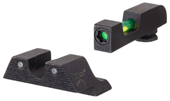 Picture of Trijicon 601106 Di Night Sight Set- Glock Small Frame Black | Green Tritium/Fiber Optic Front Sight Black Outline Front Sight Green Tritium Black Outline Rear Sight 