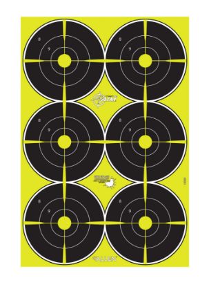 Picture of Ez-Aim 15355 Splash Reactive Bullseye Hanging Paper 12" X 18" Black/Yellow Yellow 8 Pack 