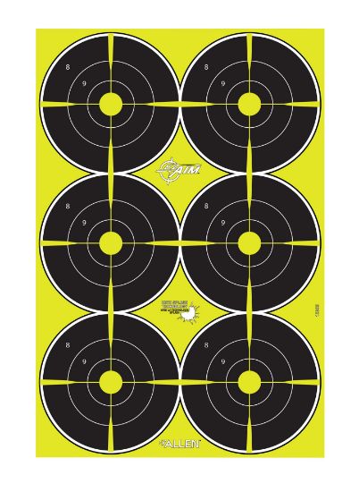 Picture of Ez-Aim 15355 Splash Reactive Bullseye Hanging Paper 12" X 18" Black/Yellow Yellow 8 Pack 