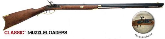 Picture of Traditions R26128101 Crockett Muzzleloader 32 Cal Percussion 32" Blued Hardwood 