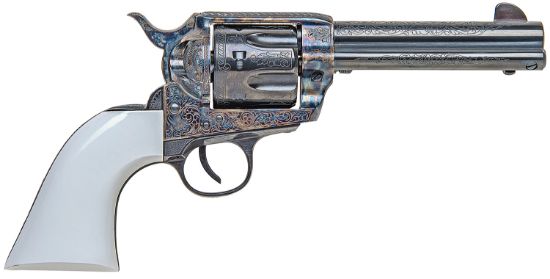 Picture of Traditions Sat73110btm 1873 Froniter 45 Colt (Lc) 6Rd 4.75" Blued Barrel & Cylinder Color Case Hardened Steel Frame White Pvc Grip 