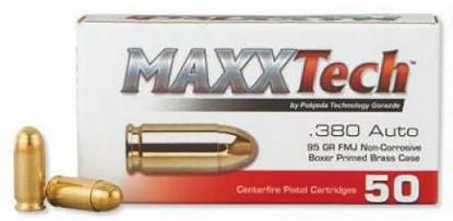 Picture of Maxxtech Ptgb380b Brass Pistol 380 Acp 95 Gr Full Metal Jacket 50 Per Box/ 20 Case 