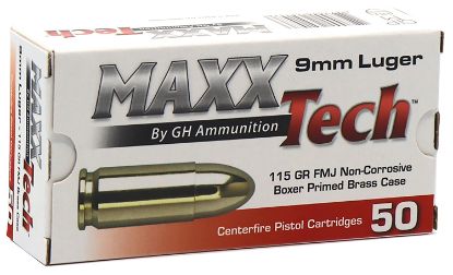 Picture of Maxxtech Ptgb9mmb Brass Pistol 9Mm Luger 115 Gr Full Metal Jacket 50 Per Box/ 10 Case 