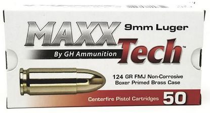 Picture of Maxxtech Ptgb912b Brass Pistol 9Mm Luger 124 Gr Full Metal Jacket 50 Per Box/ 10 Case 