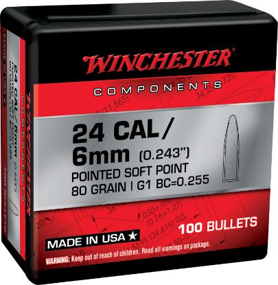 Picture of Winchester Ammo Wb243sp80x Centerfire Rifle 243 Win .243 80 Gr Pointed Soft Point 100 Per Box/ 10 Case 