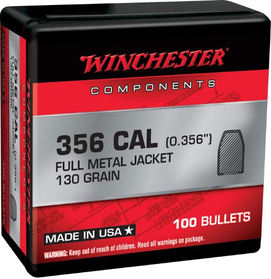 Picture of Winchester Ammo Wb38mc130x Centerfire Handgun Reloading 38 Cal .356 130 Gr Full Metal Jacket 100 Per Box/ 10 Case 