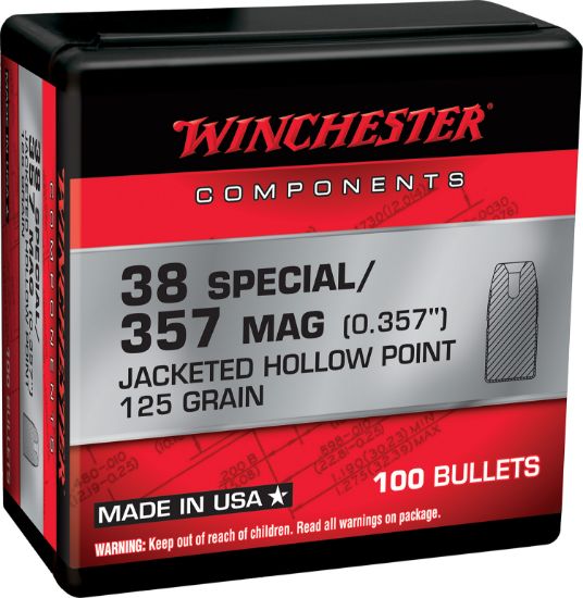 Picture of Winchester Ammo Wb38hp125x Centerfire Handgun Reloading 38 Special .357 125 Gr Jacket Hollow Point 100 Per Box/ 10 Case 