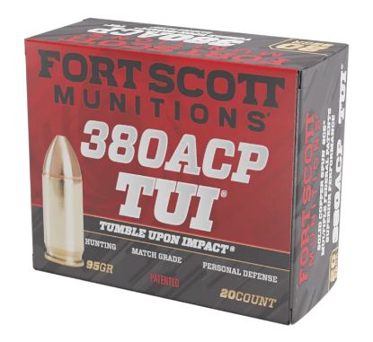 Picture of Fort Scott Munitions 380095Scv Tumble Upon Impact (Tui) 380 Acp 95 Gr Solid Copper Spun 20 Per Box/ 25 Case 