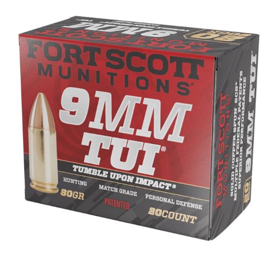 Picture of Fort Scott Munitions 9Mm080scv Tumble Upon Impact (Tui) 9Mm Luger 80 Gr Solid Copper Spun 20 Per Box/ 25 Case 