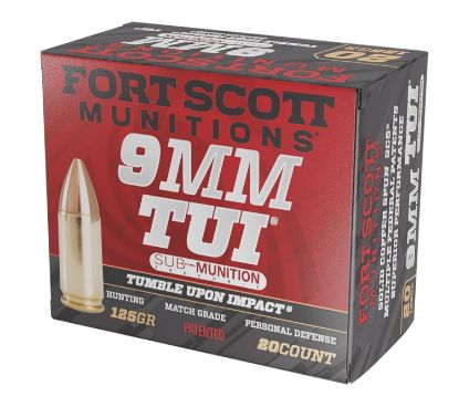 Picture of Fort Scott Munitions 9Mm125scvss Tumble Upon Impact (Tui) 9Mm Luger Subsonic 125 Gr Solid Copper Spun 20 Per Box/ 25 Case 