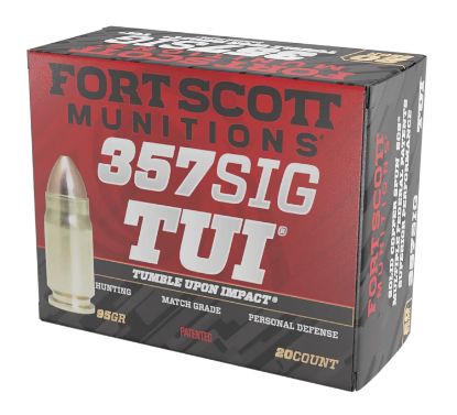 Picture of Fort Scott Munitions 357Sig095scv Tumble Upon Impact (Tui) 357 Sig 95 Gr Solid Copper Spun 20 Per Box/ 25 Case 
