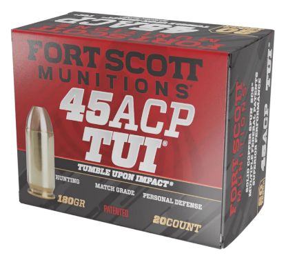 Picture of Fort Scott Munitions 450180Scv Tumble Upon Impact (Tui) 45 Acp 180 Gr Solid Copper Spun 20 Per Box/ 25 Case 