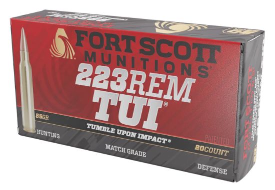 Picture of Fort Scott Munitions 223055Scv Tumble Upon Impact (Tui) 223 Rem 55 Gr Solid Copper Spun 20 Per Box/ 25 Case 