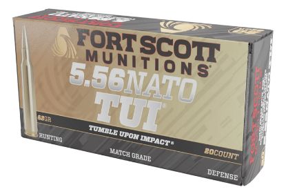 Picture of Fort Scott Munitions 556062Sbv1 Tumble Upon Impact (Tui) 5.56X45mm Nato 62 Gr Solid Brass Spun 20 Per Box/ 25 Case 