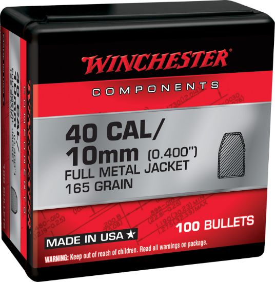 Picture of Winchester Ammo Wb40tc165x Centerfire Handgun Reloading 40 S&W .400 165 Gr Full Metal Jacket Truncated Cone 100 Per Box/ 10 Case 