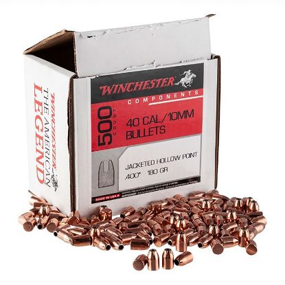 Picture of Winchester Ammo Wb40hp180d Centerfire Handgun Reloading 40 S&W .400 180 Gr Jacket Hollow Point 500 Per Box/ 3 Case 