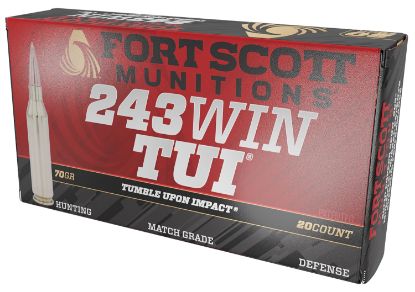 Picture of Fort Scott Munitions 243070Scv Tumble Upon Impact (Tui) Rifle 243 Win 70 Gr Solid Copper Spun 20 Per Box/ 10 Case 
