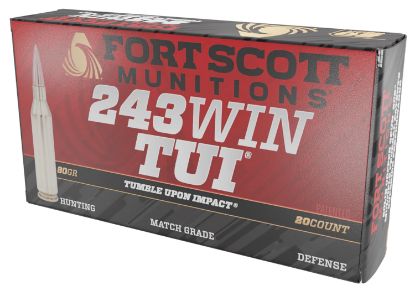 Picture of Fort Scott Munitions 243080Scv Tumble Upon Impact (Tui) Rifle 243 Win 80 Gr Solid Copper Spun 20 Per Box/ 10 Case 
