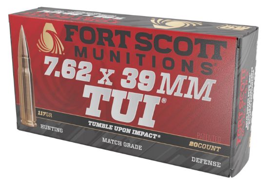 Picture of Fort Scott Munitions 762X39117scv Tumble Upon Impact (Tui) Rifle 7.62X39mm 117 Gr Solid Copper Spun 20 Per Box/ 10 Case 