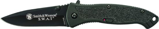 Picture of Smith & Wesson Knives Swatmbcp S.W.A.T. 3.20" Folding Plain Black 4034 Ss Blade Black Aluminum Handle Includes Pocket Clip 