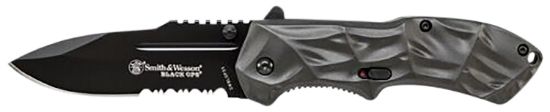 Picture of Smith & Wesson Knives Swblop3cp Black Ops 3.40" Folding Tanto Plain 4034 Ss Blade Aluminum Handle Includes Pocket Clip 