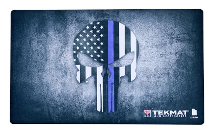 Picture of Tekmat Tek42blueline Blue Line Punisher Door Mat Multi Color Rubber 42" Long Blue Line Punisher Skull 