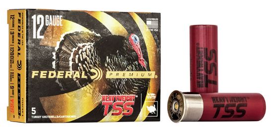 Picture of Federal Ptssx193f9 Premium Turkey Heavyweight Tss 12 Gauge 3" 1 3/4 Oz Tungsten 9 Shot 5 Per Box/ 50 Case 