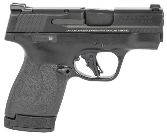 Picture of Smith & Wesson 13250 M&P Shield Plus Micro-Compact 9Mm Luger 10+1/13+1, 3.10" Black Stainless Steel Barrel, Matte Black Armonite Serrated Slide, Matte Black Polymer Frame, No Thumb Safety 